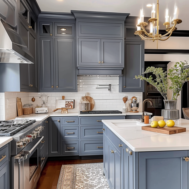 17 Stunning Blue Gray Kitchen Cabinet Ideas to Inspire You - Gray And Blue Industrial Decor