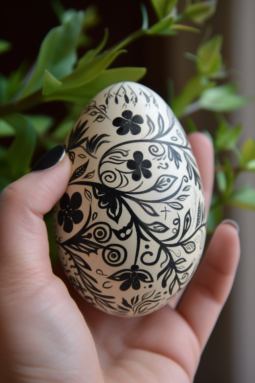 sticker stenciled eggs
