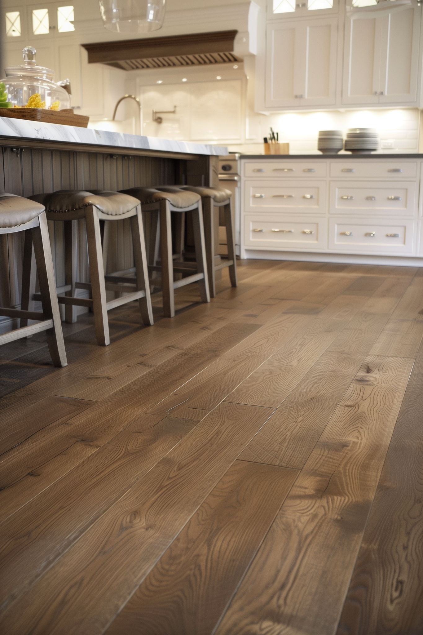 19 Flooring Ideas That Perfectly Match White Kitchen Cabinets