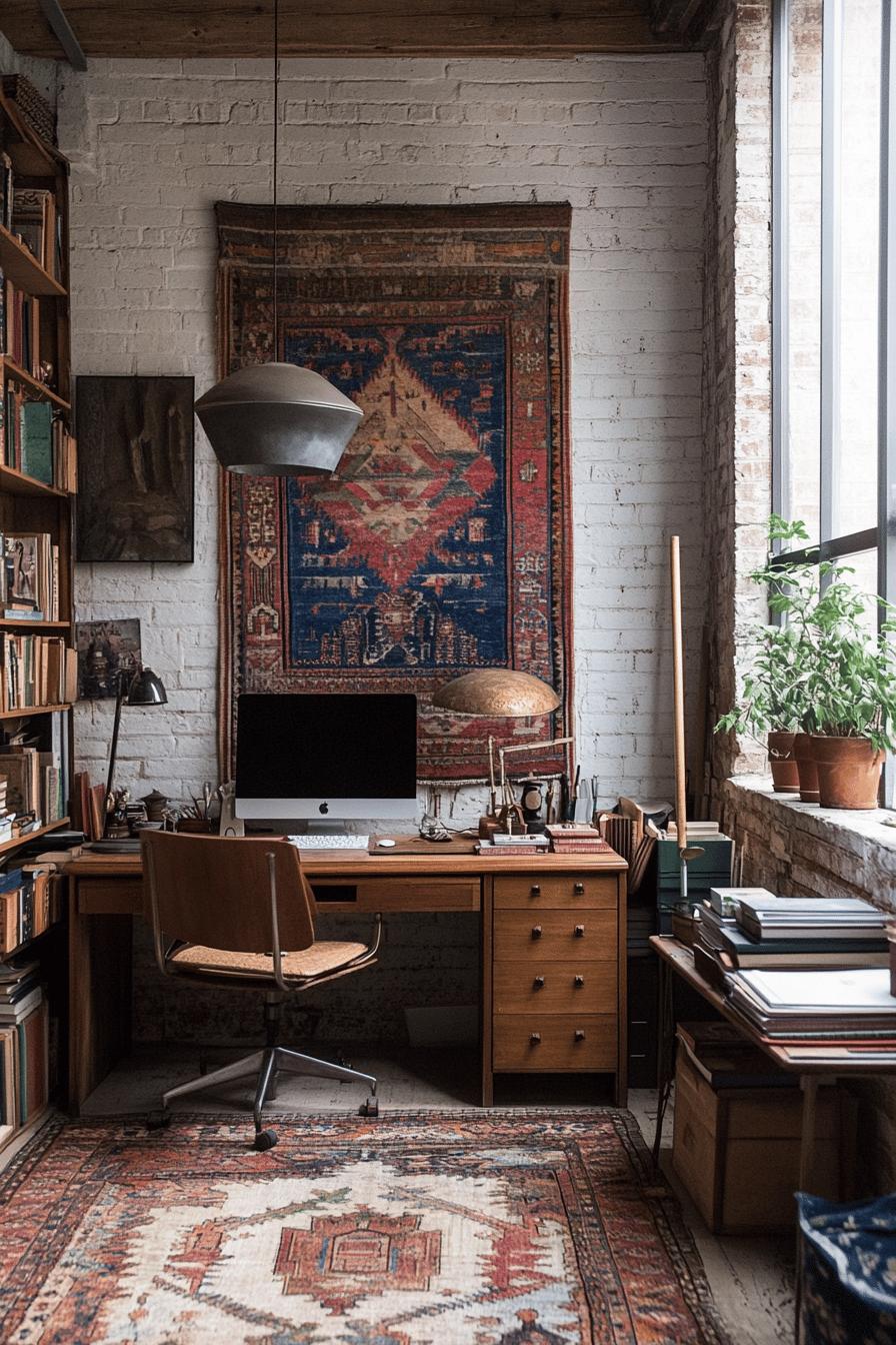 14(2)-H2 - 14 Bohemian and Eclectic Home Office Design Ideas.jpg