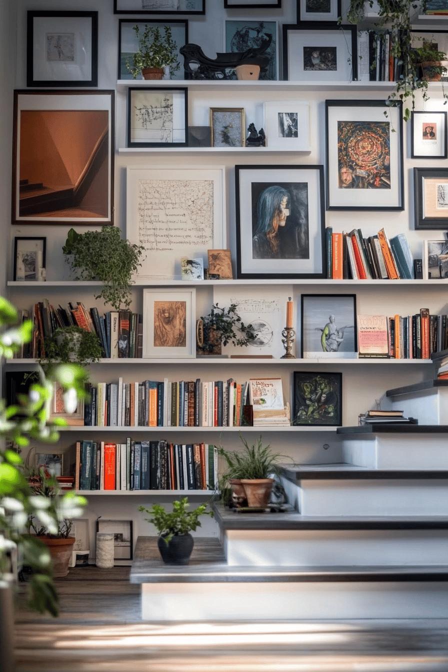 11(1)-H2 - 11 Modern Picture Frames and Floating Shelves on Staircase Walls.jpg