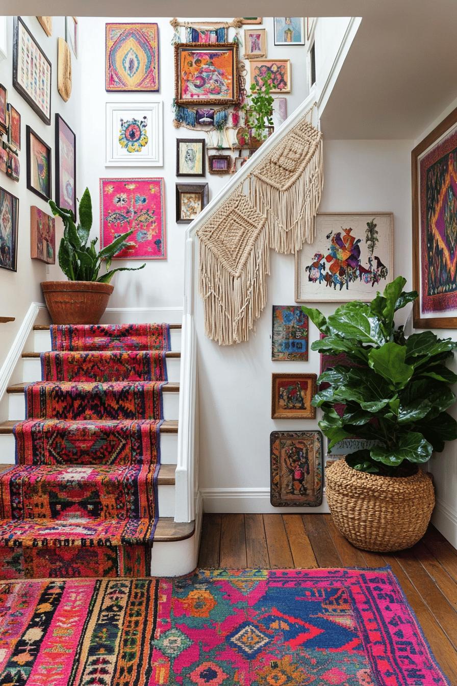 12(3)-H2 - 12 Boho and Eclectic Staircase Wall Decor Arrangements.jpg