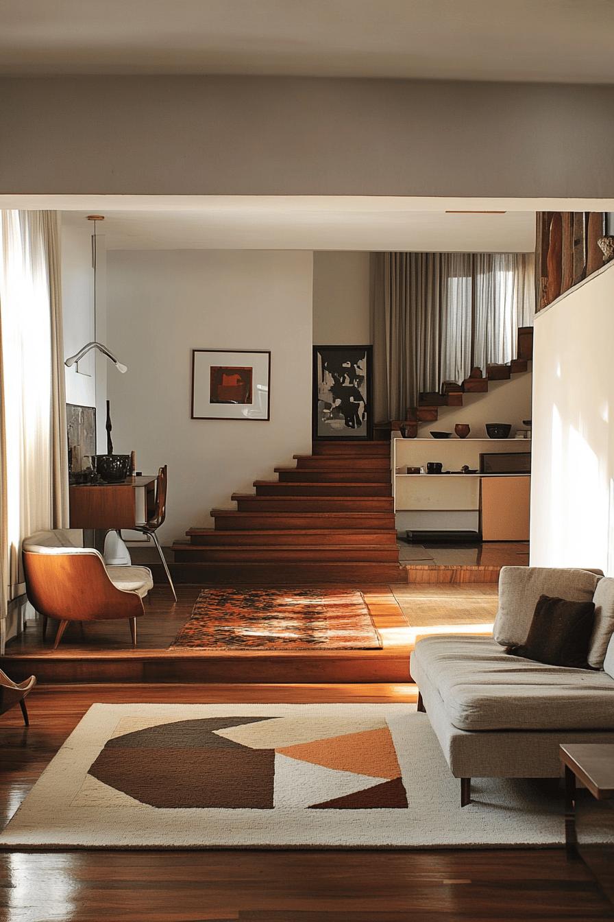 15(2)-H2 - 15 Space-Defining Area Rugs in Split Level Living Room Layouts.jpg