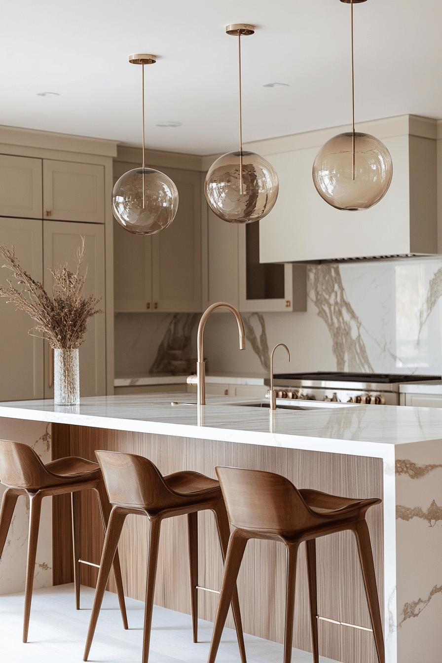 5(3)-H2 - 5 Glass Pendant Lights for Champagne Kitchen Ambiance.jpg