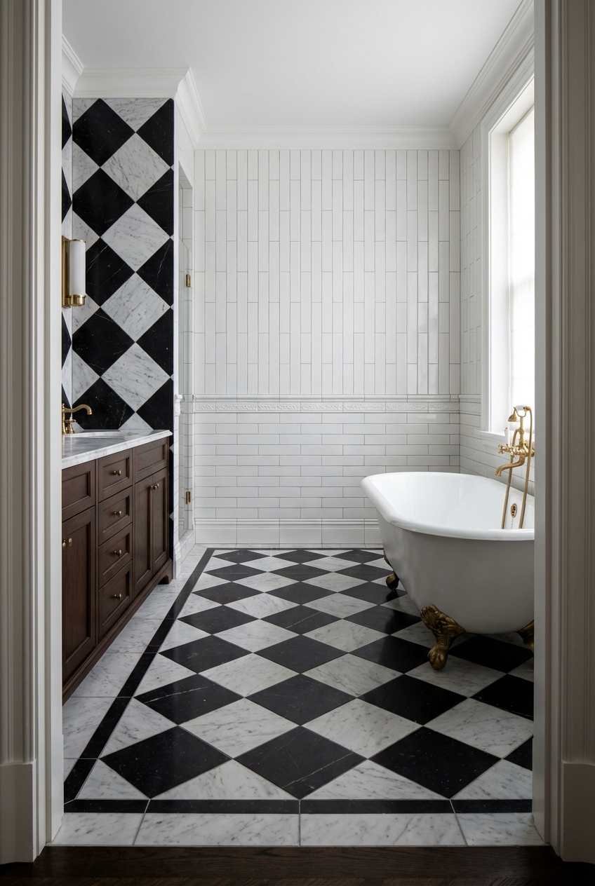 Image 16 for 18 checkerboard tile bathroom ideas you'll love