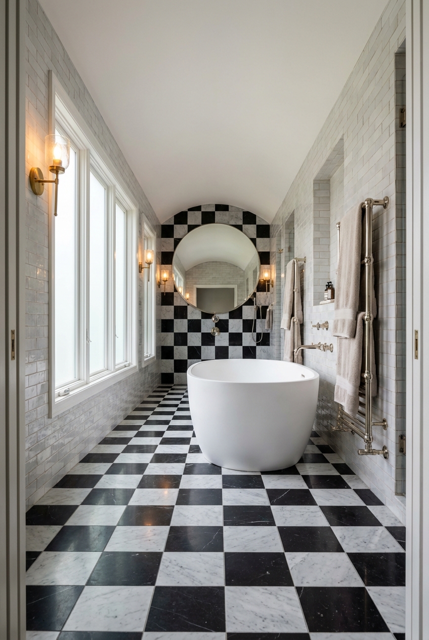 Image 18 for 18 checkerboard tile bathroom ideas you'll love