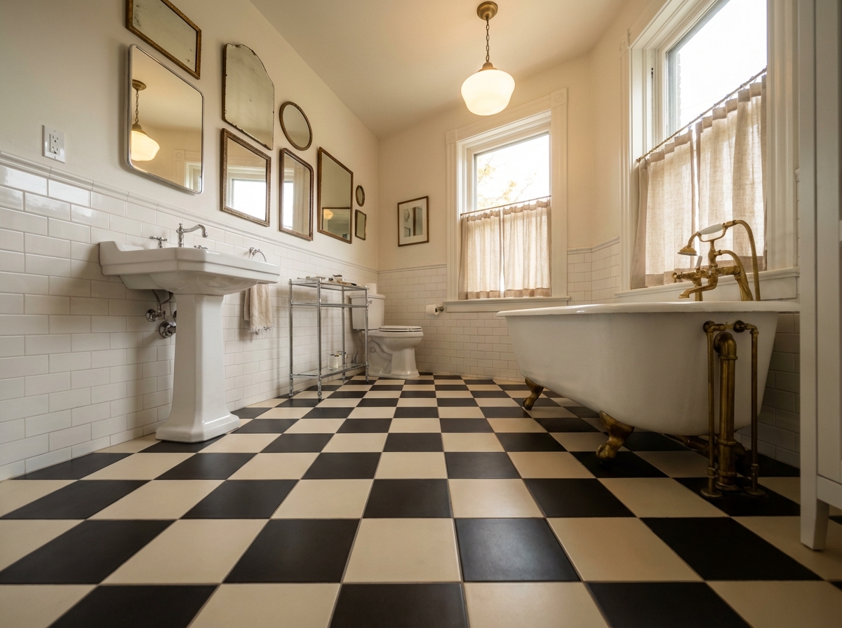 Image 3 for 18 checkerboard tile bathroom ideas you'll love