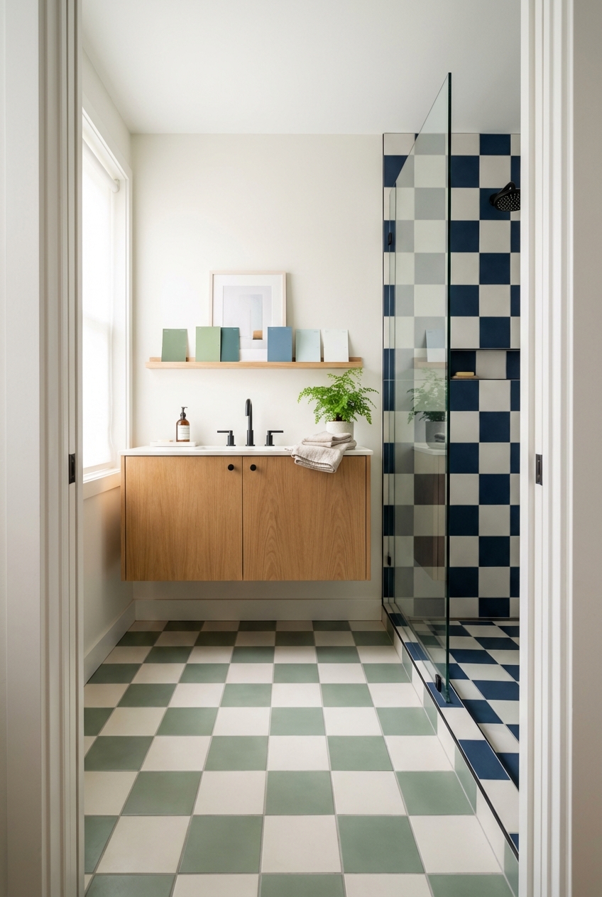 Image 4 for 18 checkerboard tile bathroom ideas you'll love