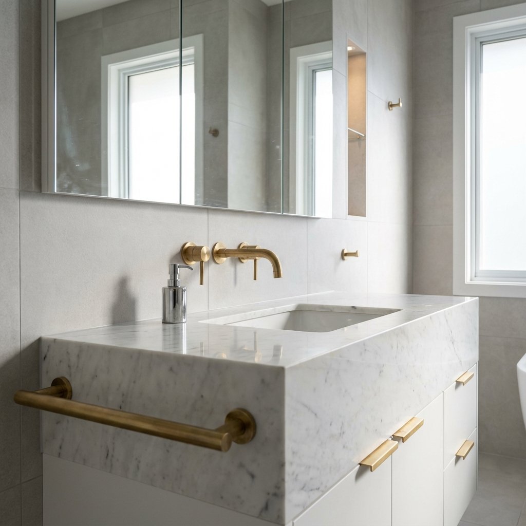 Image 16 for 20 Gold Hardware Bathroom Ideas For Chic Glow