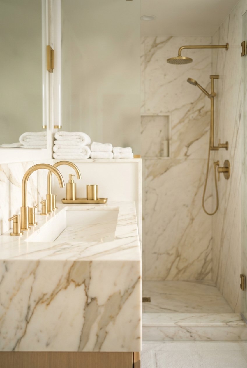 Image 3 for 20 Gold Hardware Bathroom Ideas For Chic Glow
