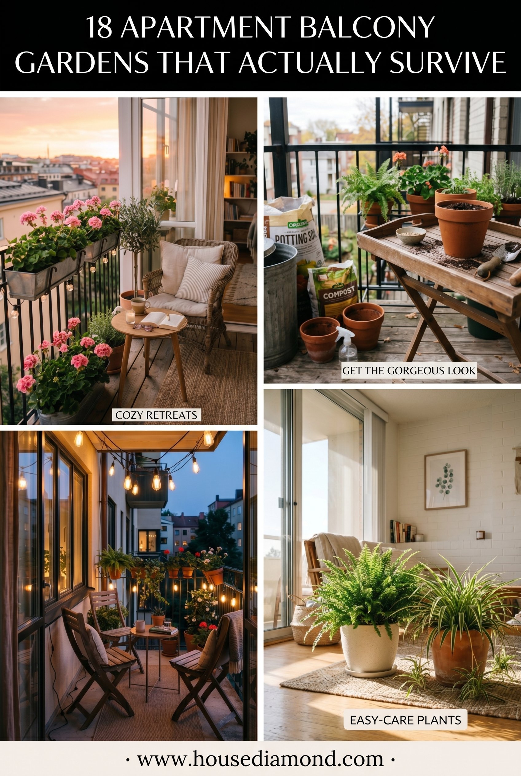 Grid collage for apartment balcony garden