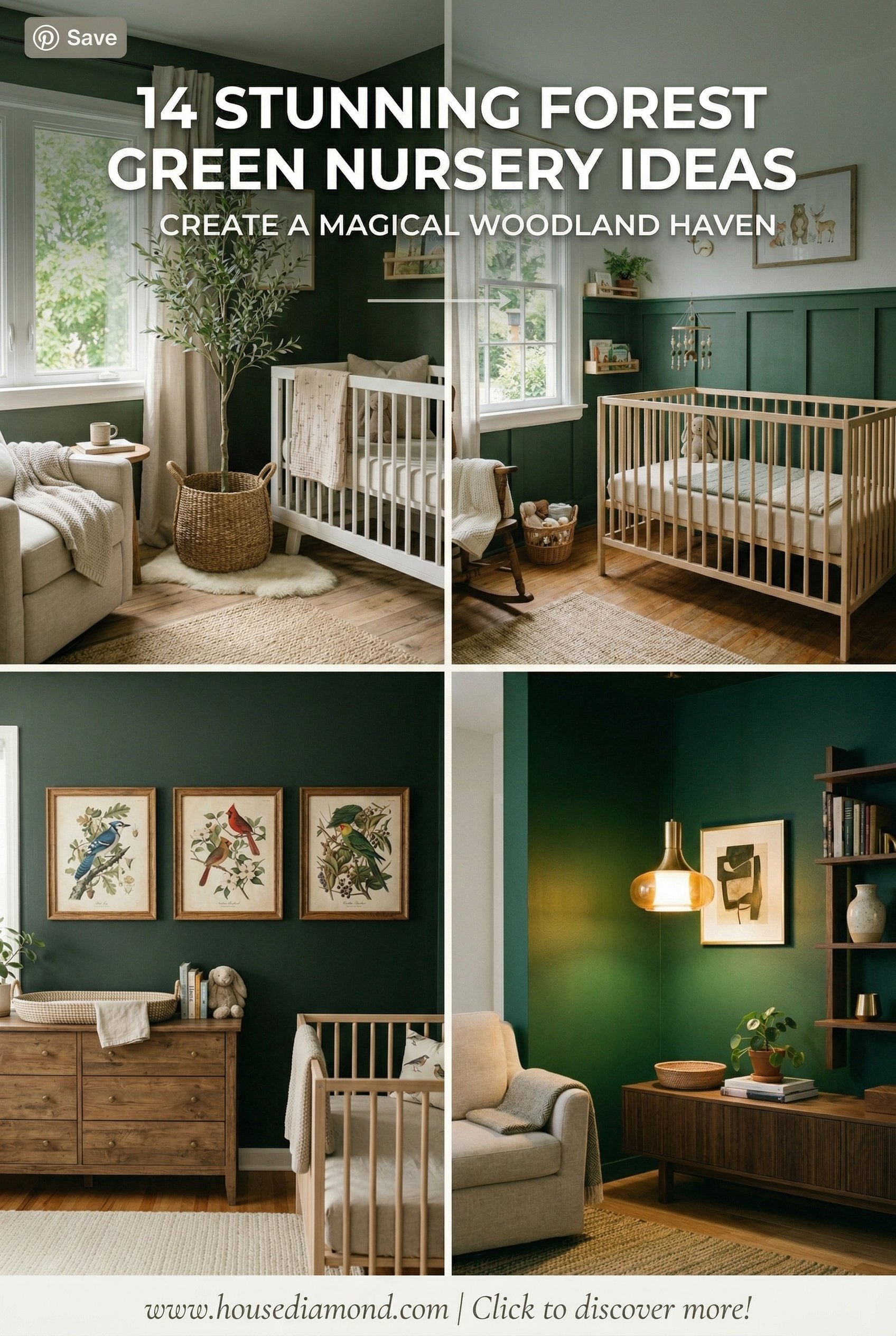 Grid collage for forest green nursery ideas