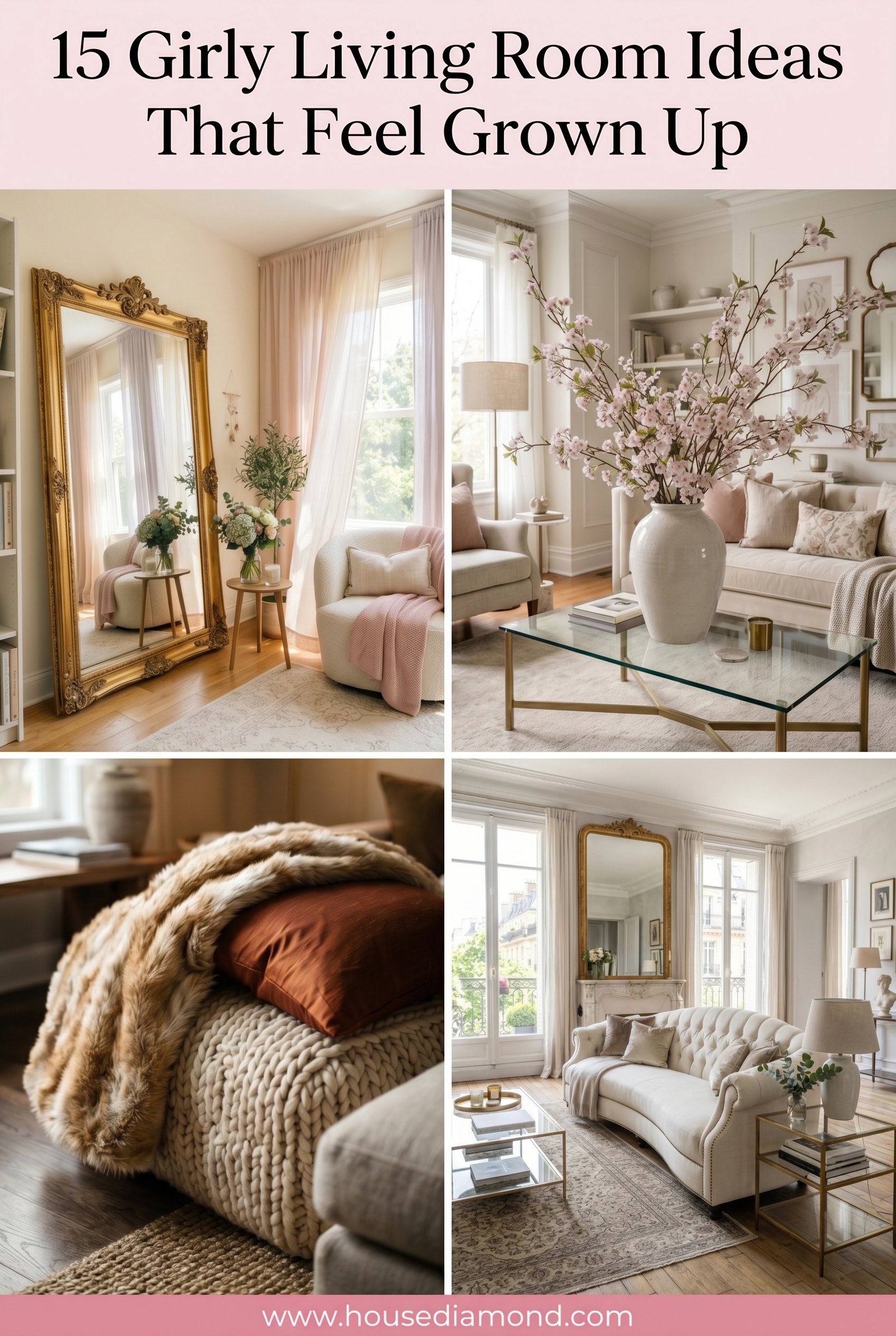 Grid collage for girly living room