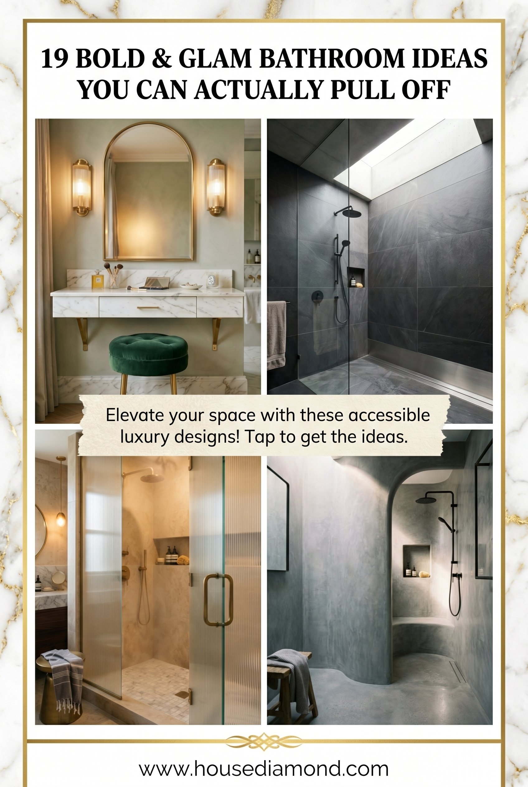 Grid collage for glam bathroom inspiration