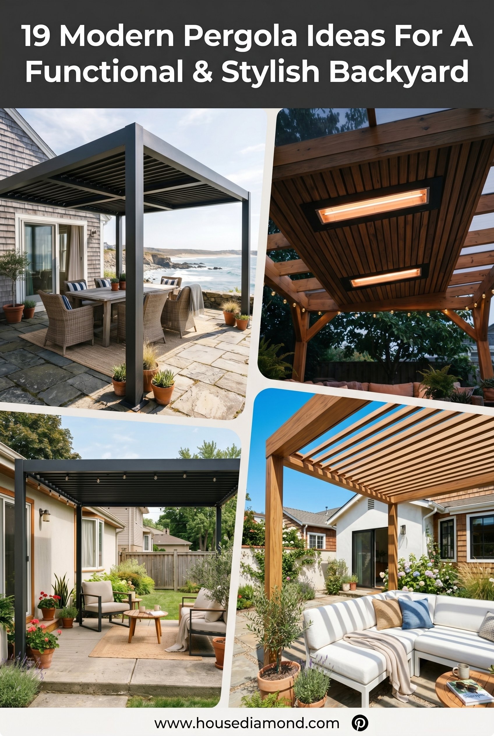 Grid collage for modern pergola outdoor home decor