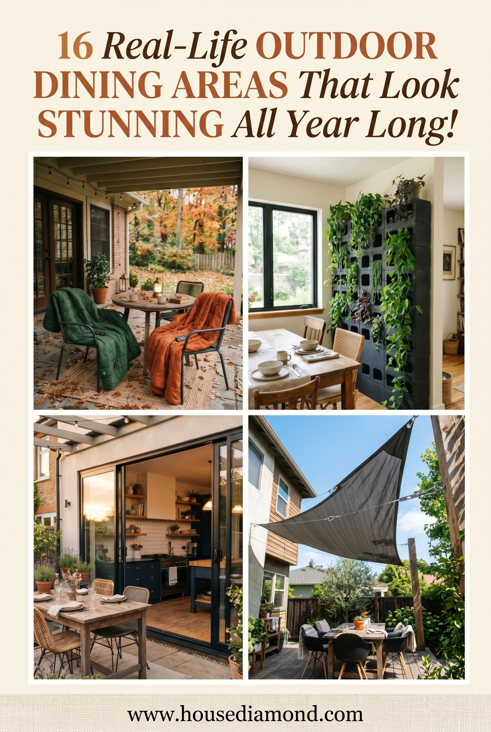 Grid collage for outdoor dining area home decor