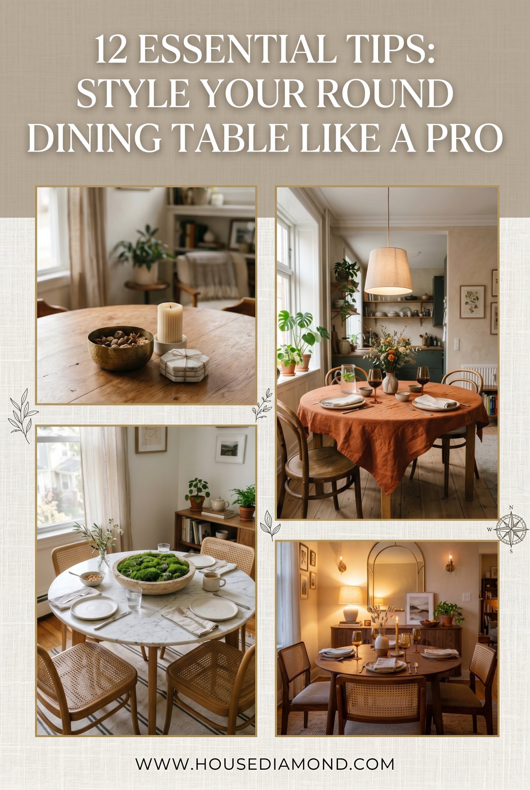 Grid collage for round table dining room home decor