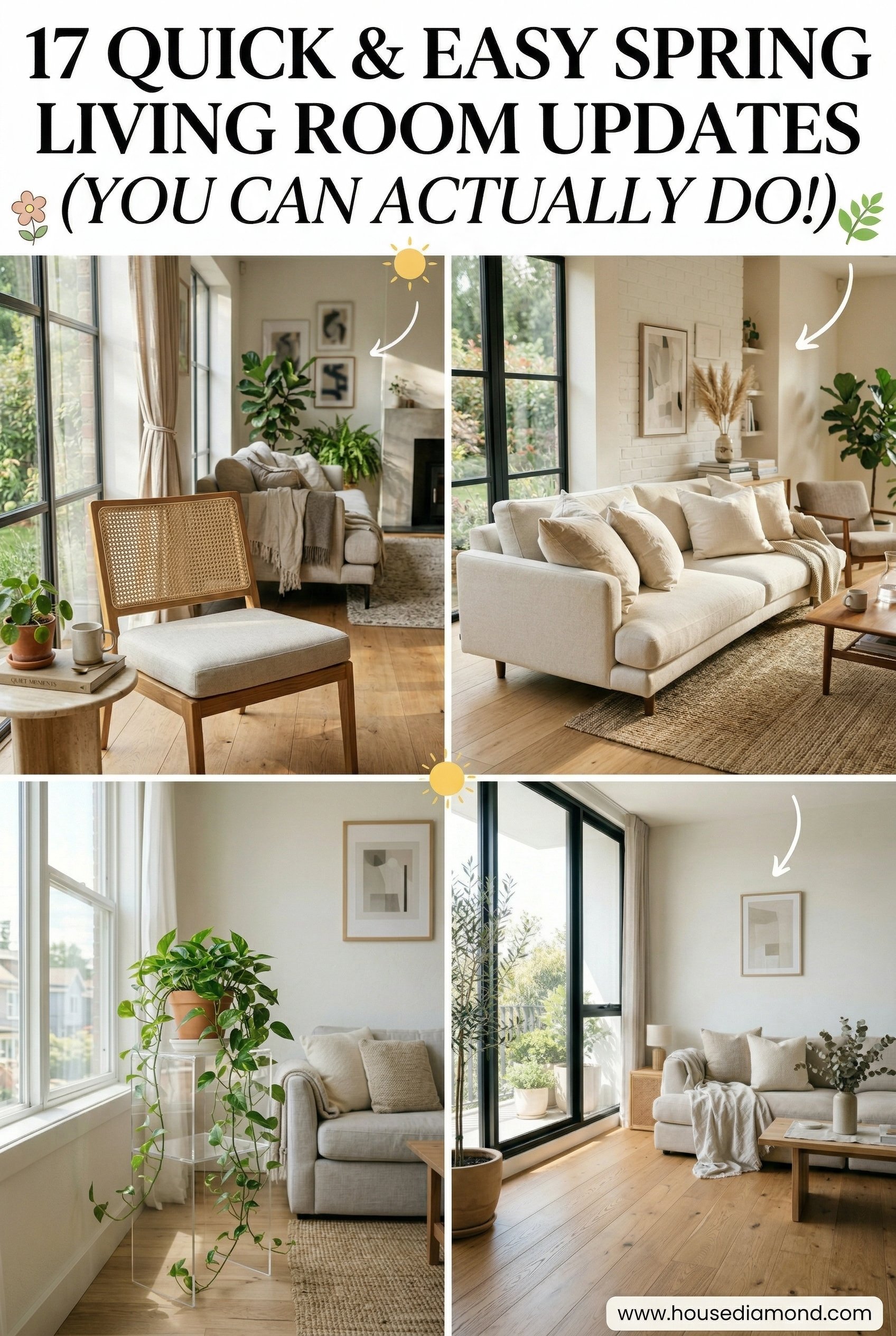 Grid collage for spring living room decor
