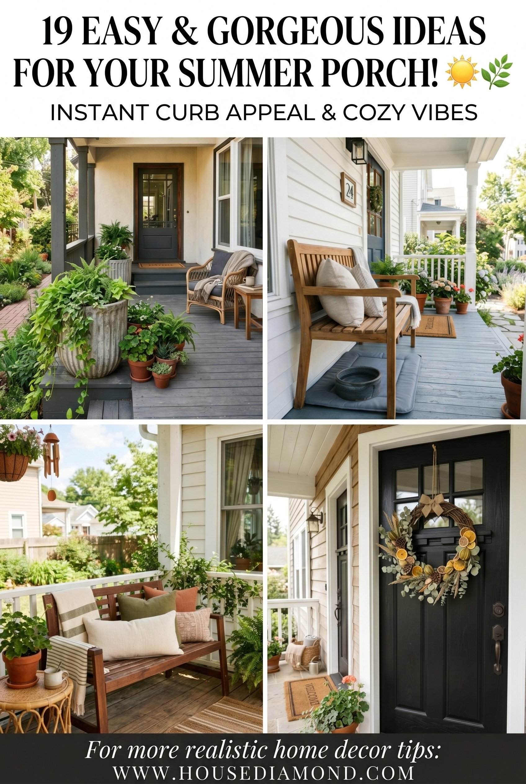 Grid collage for summer porch decor ideas