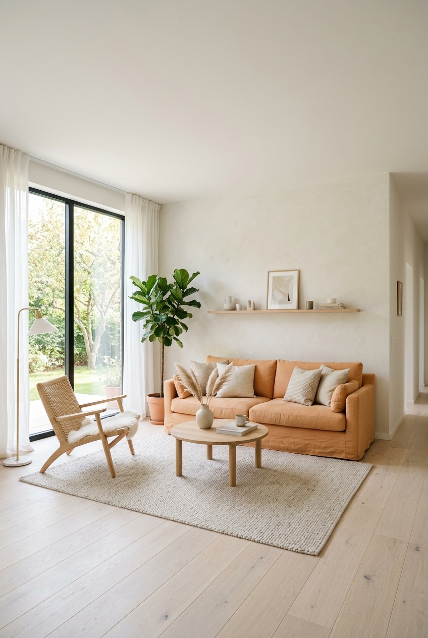 orange couch living room idea 14