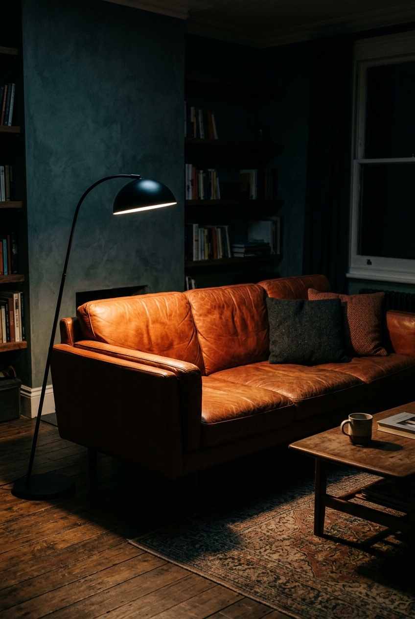 orange couch living room idea 17