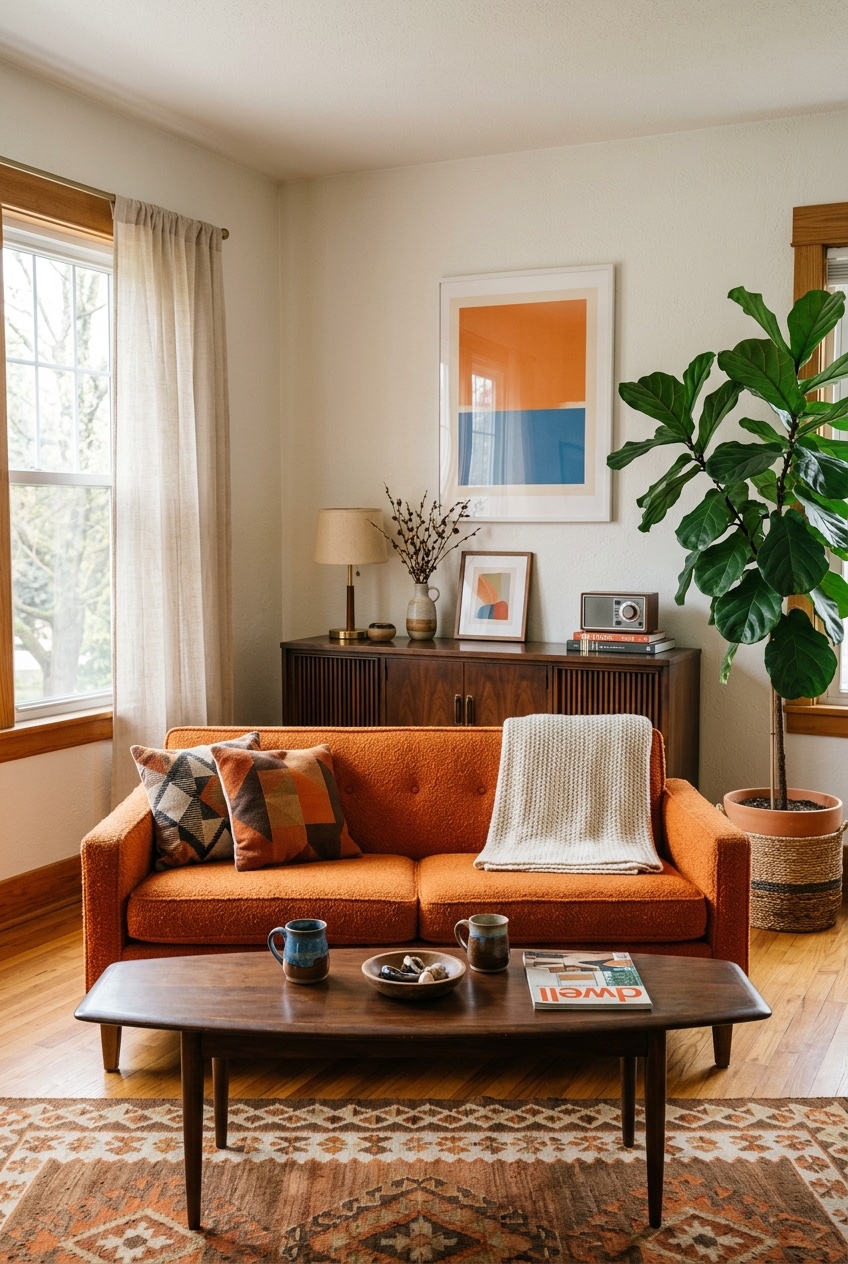 orange couch living room idea 4