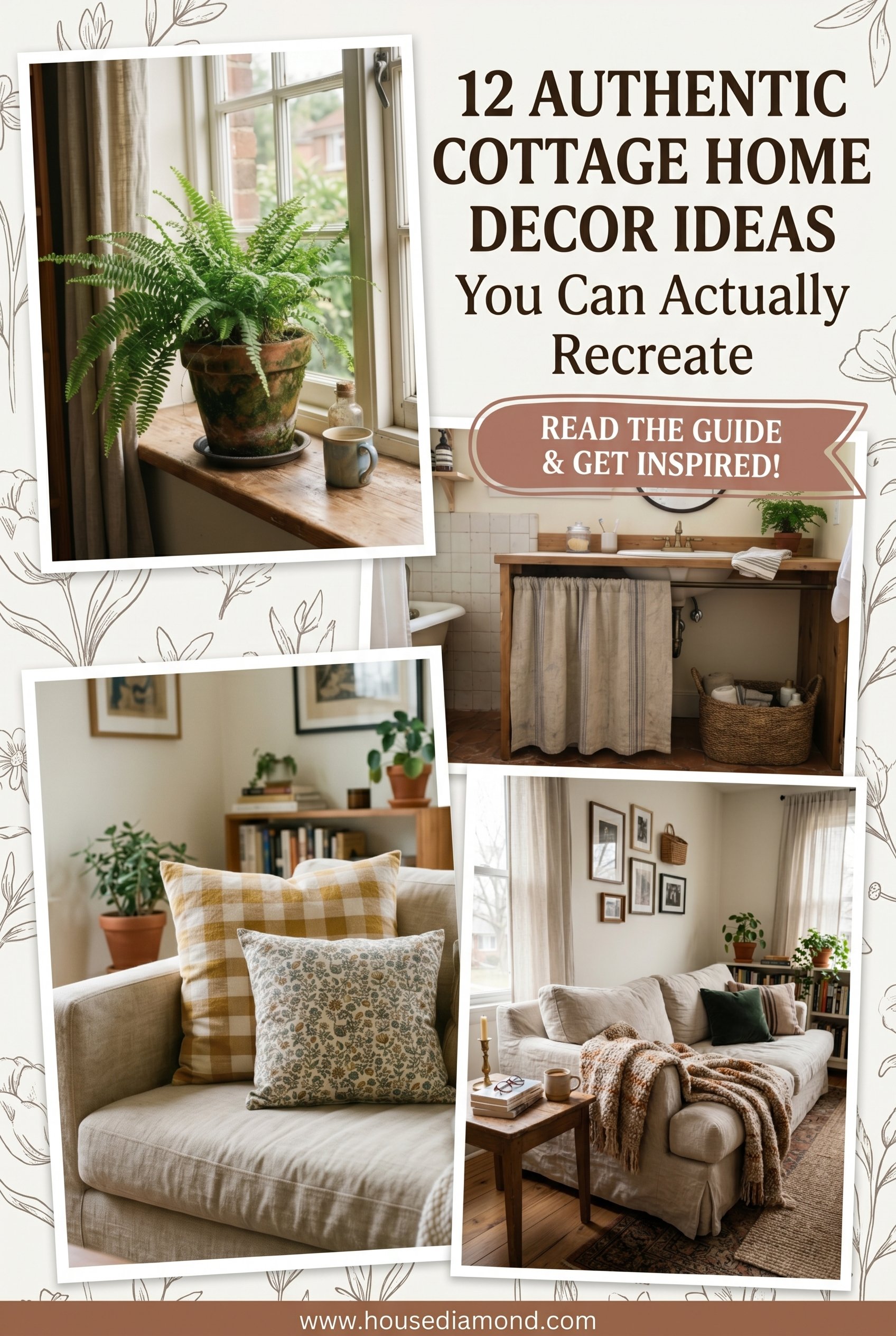 Grid collage for cottage home decor ideas