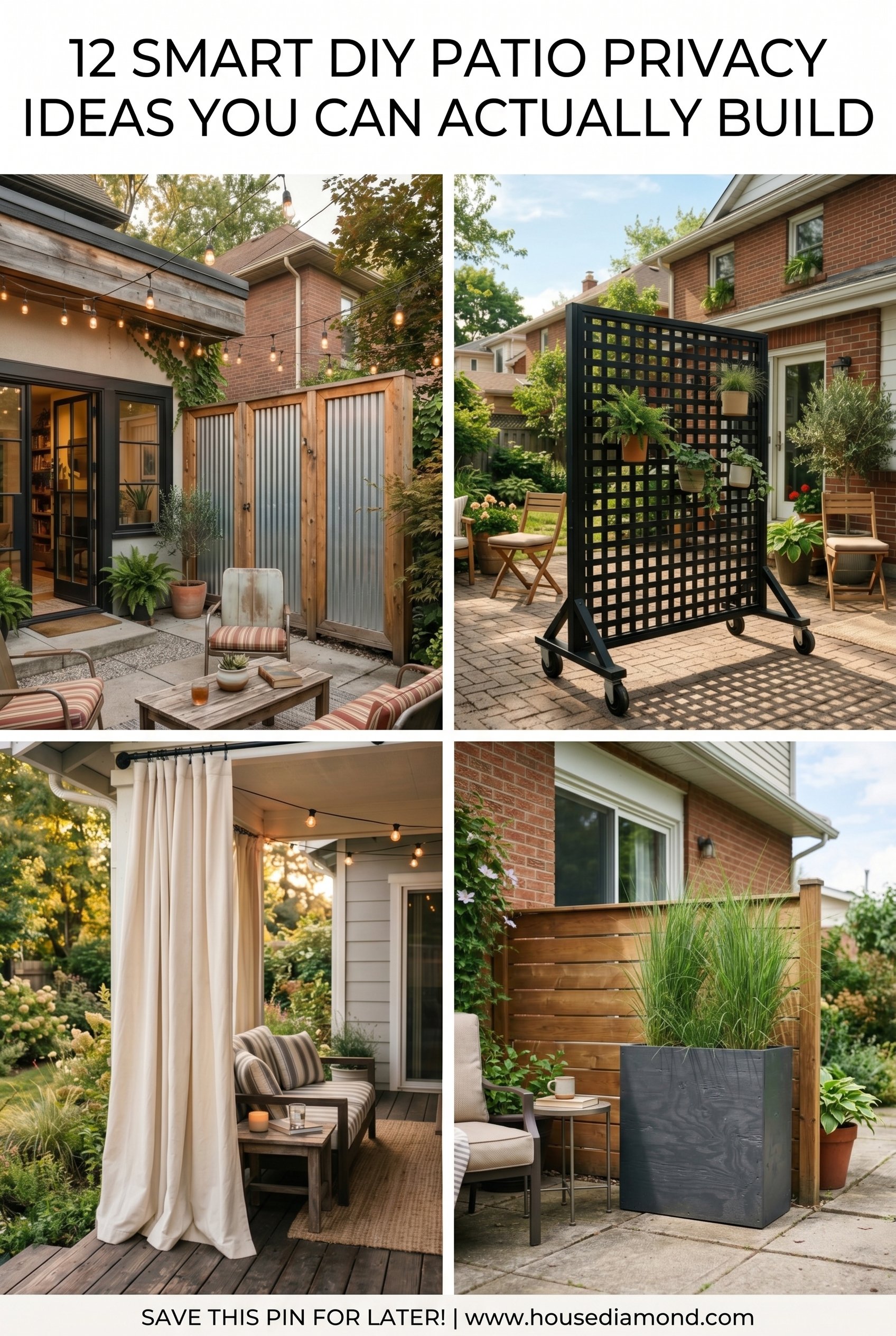 Grid collage for diy patio privacy home decor projects