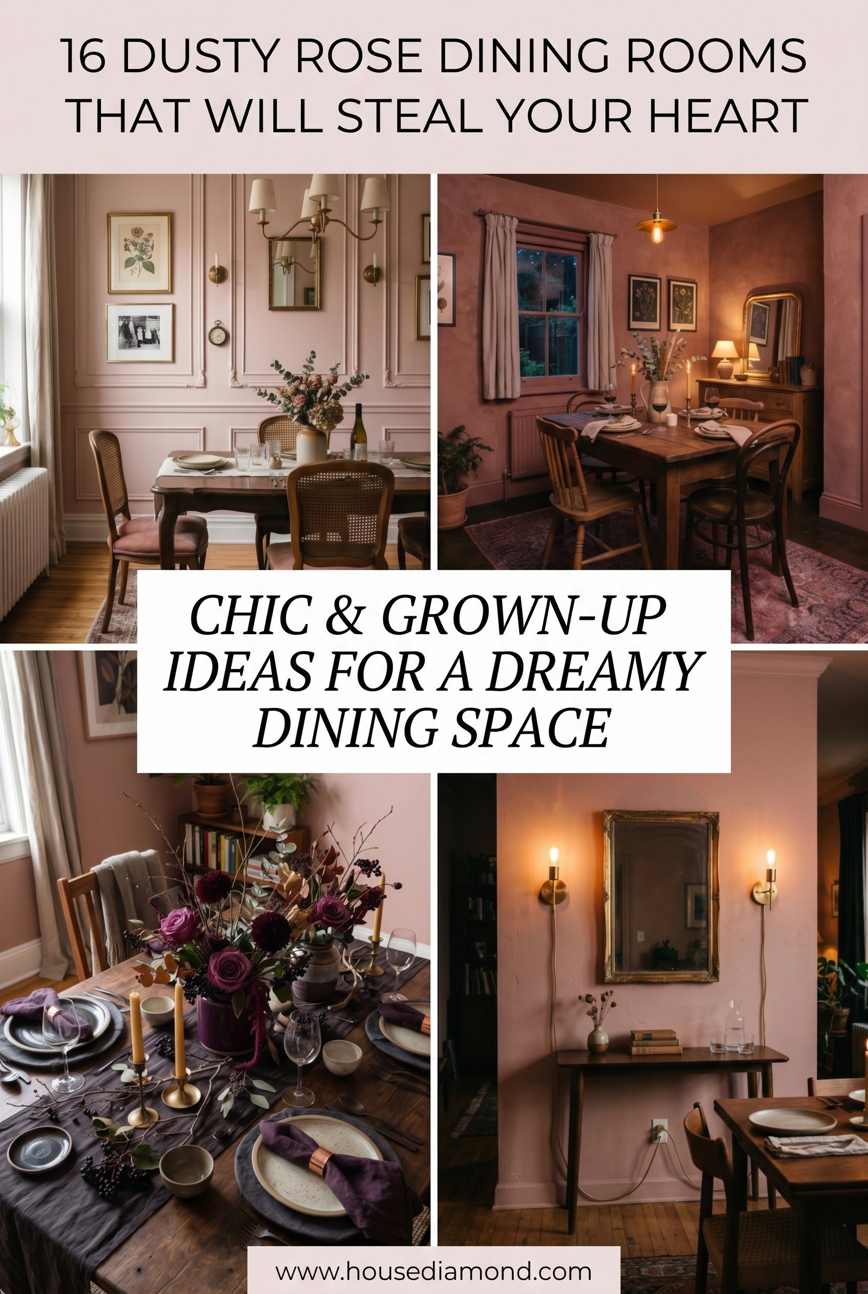 Grid collage for dusty rose dining room home decor
