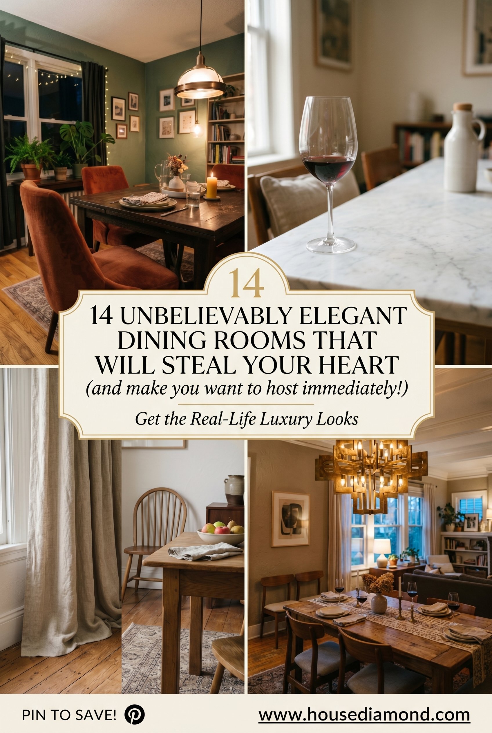 Grid collage for elegant luxury dining room home decor