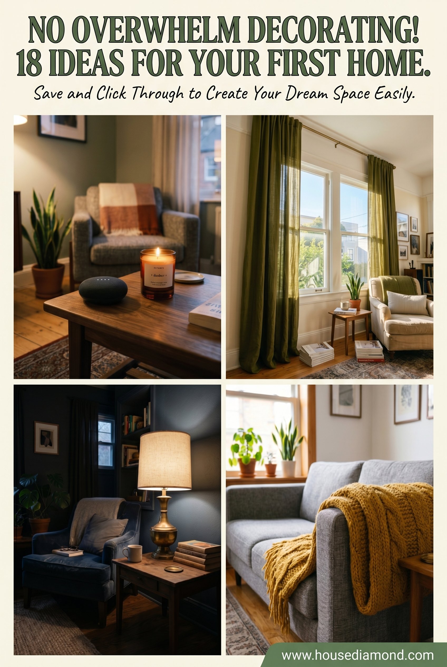 Grid collage for first home decorating ideas