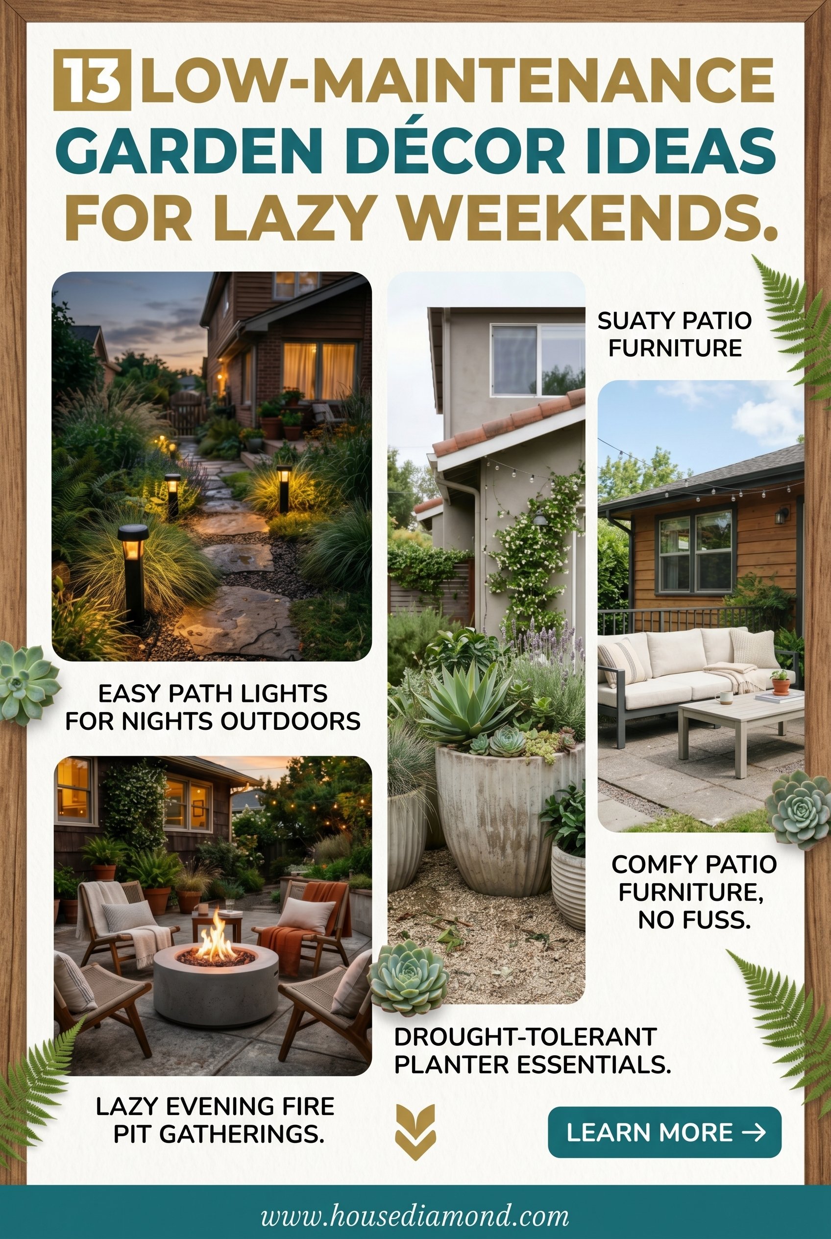 Grid collage for low maintenance garden home decor