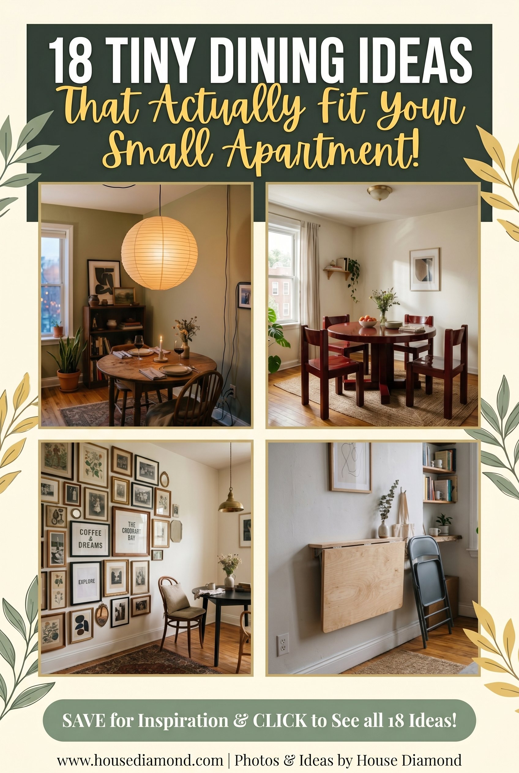 Grid collage for small apartment dining room home decor