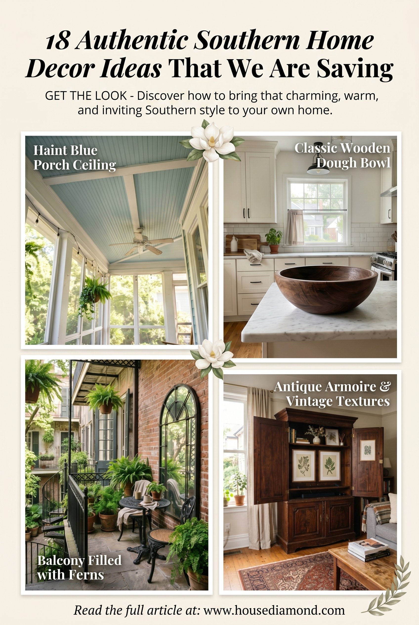 Grid collage for southern home decor ideas