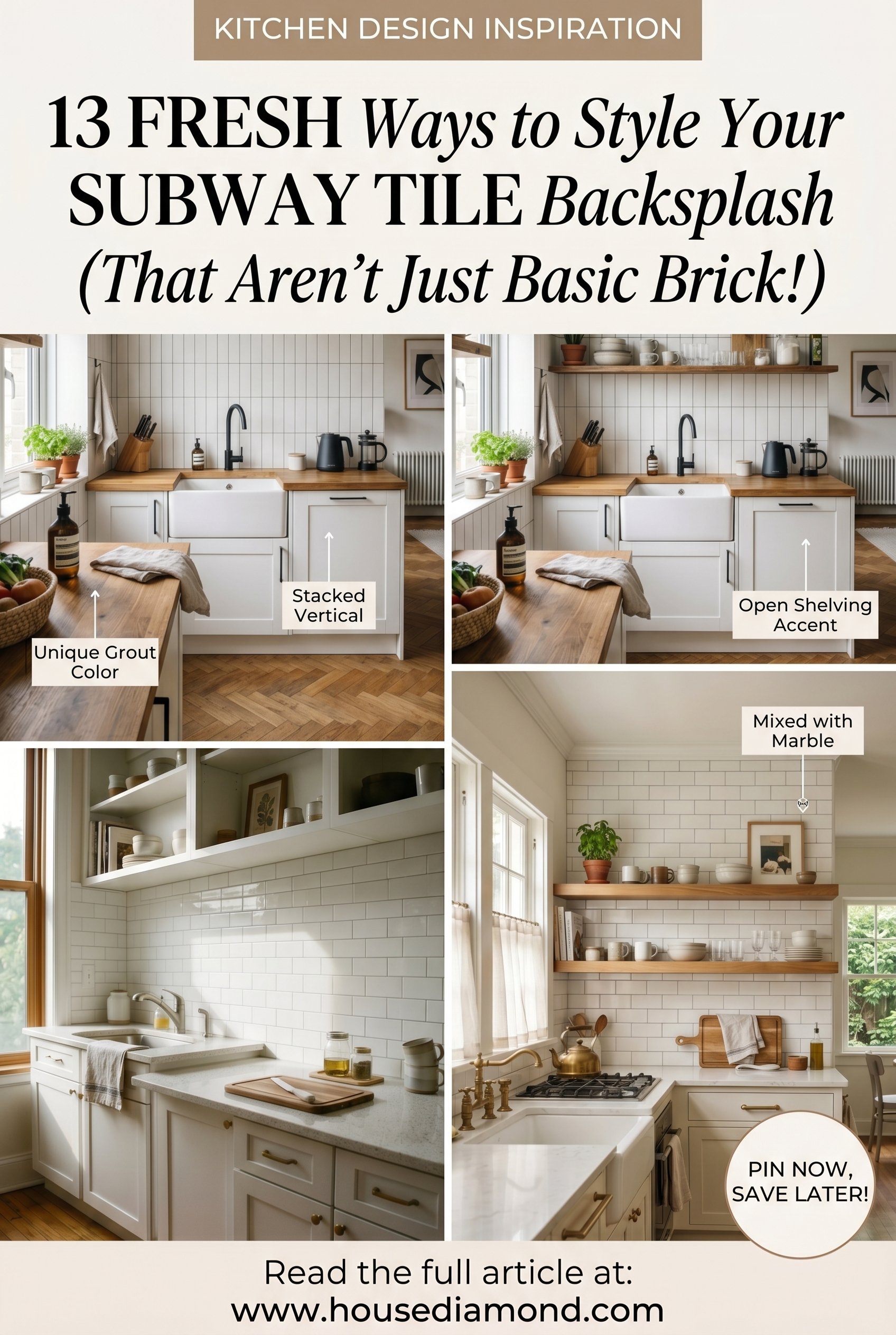Grid collage for subway tile backsplash ideas