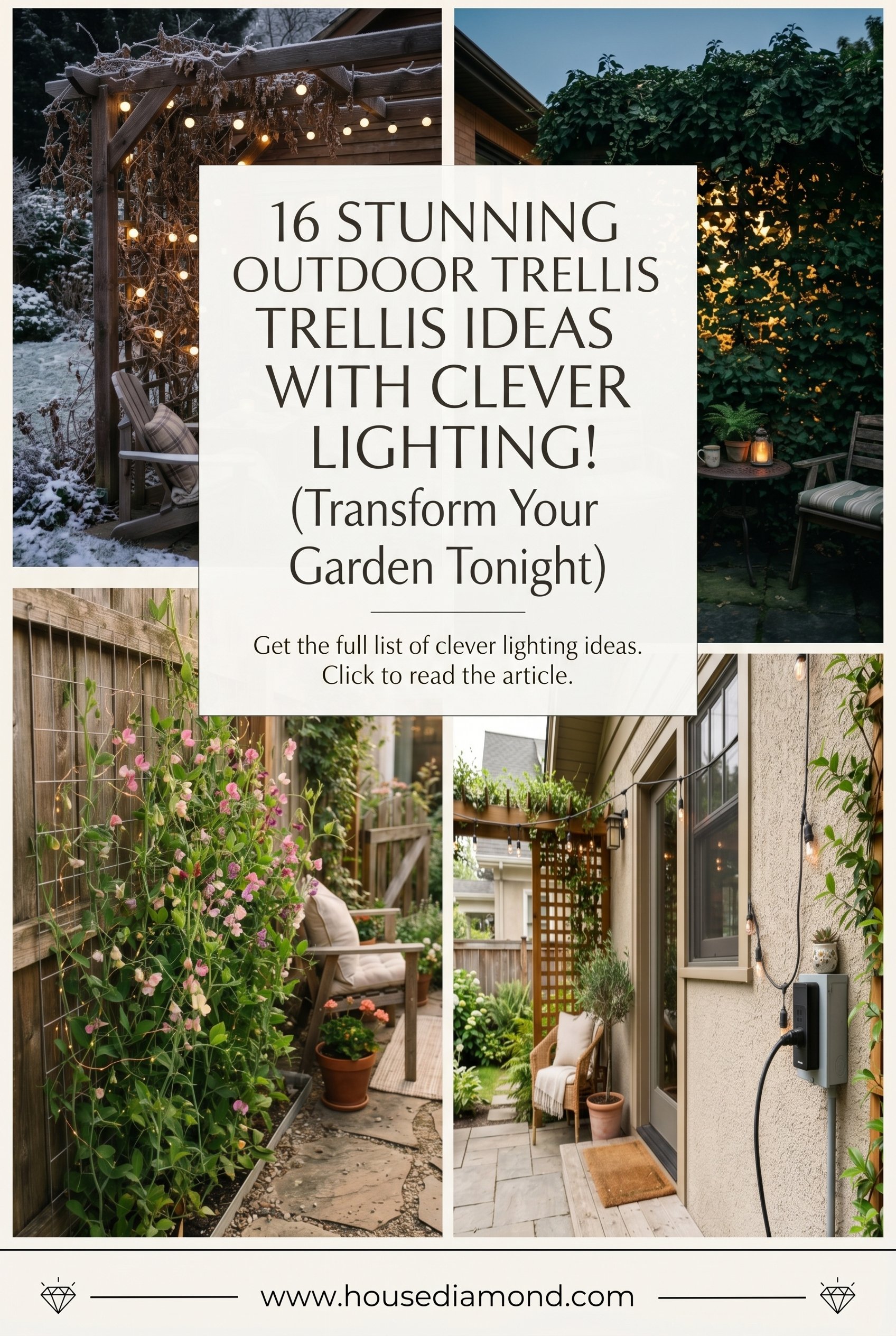 Grid collage for trellis ideas with lights