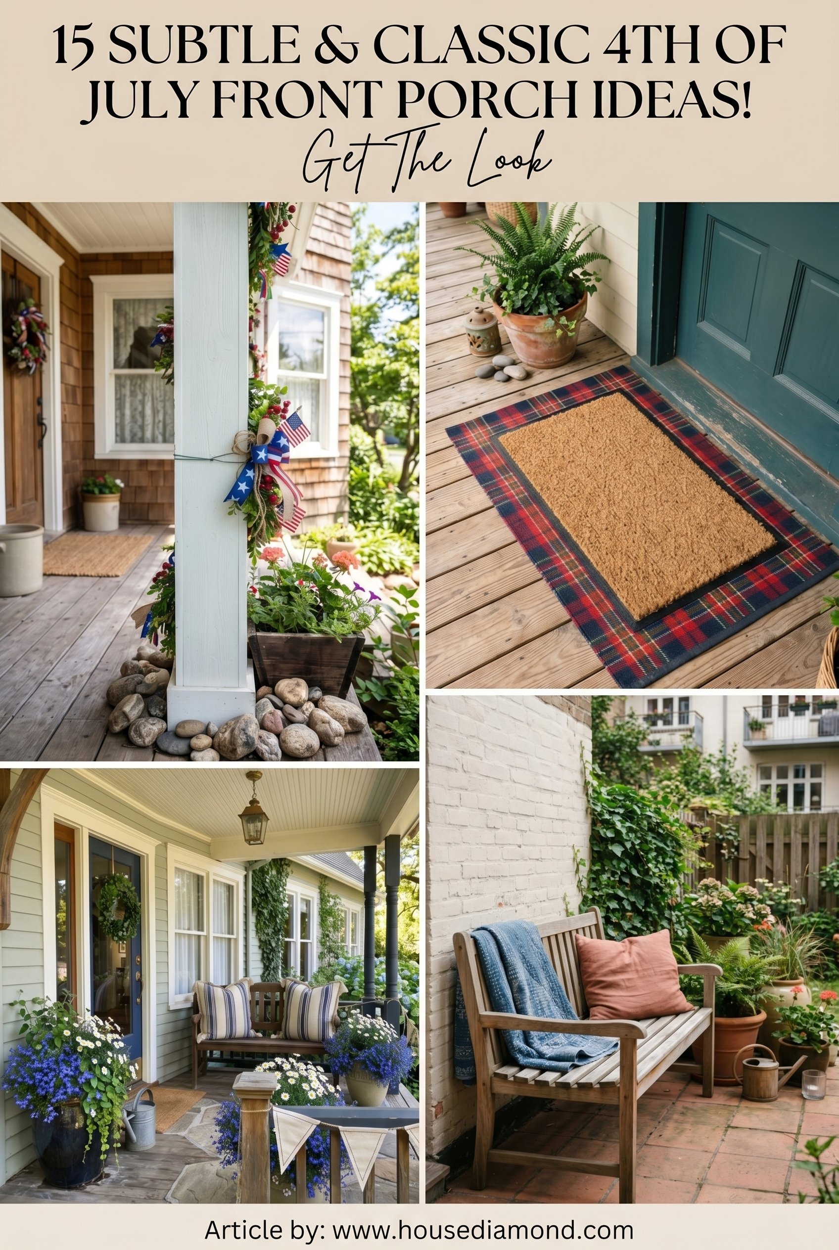 Grid collage for 4th of july front porch decor