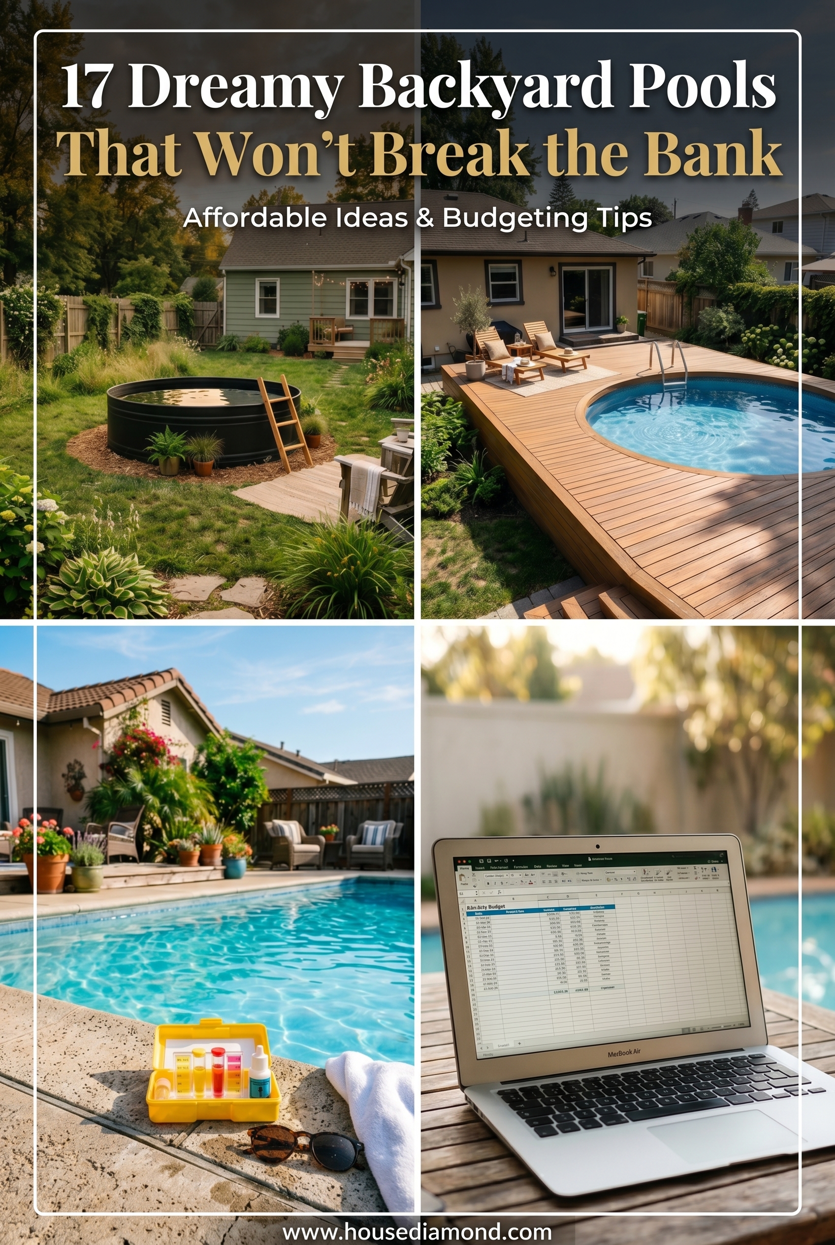 Grid collage for backyard pools on a budget