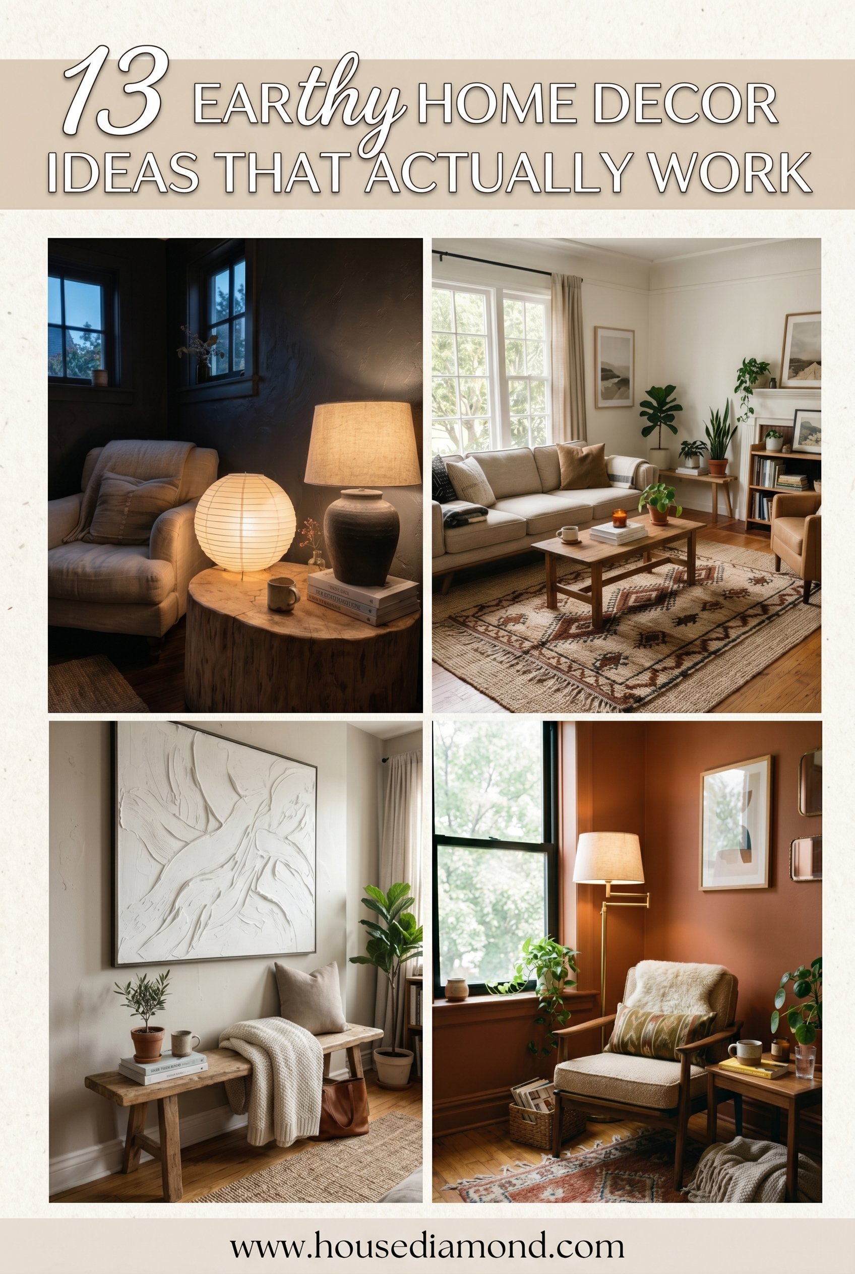 Grid collage for earthy home decor ideas
