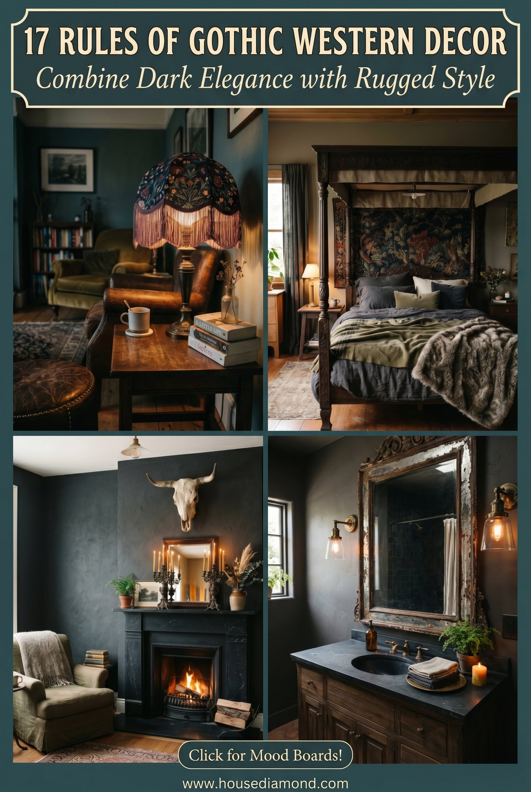 Grid collage for gothic western home decor