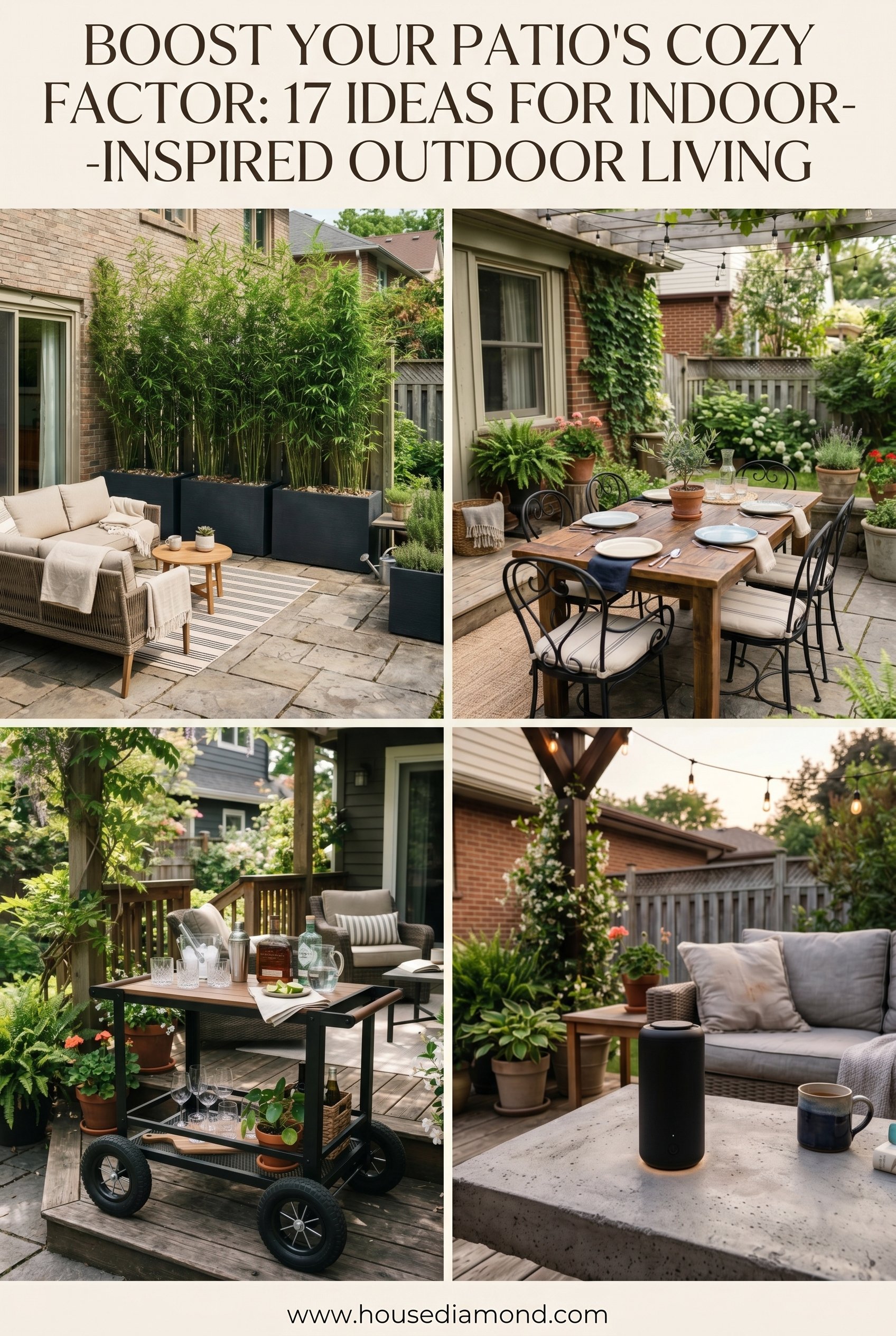 Grid collage for outdoor patio decor ideas