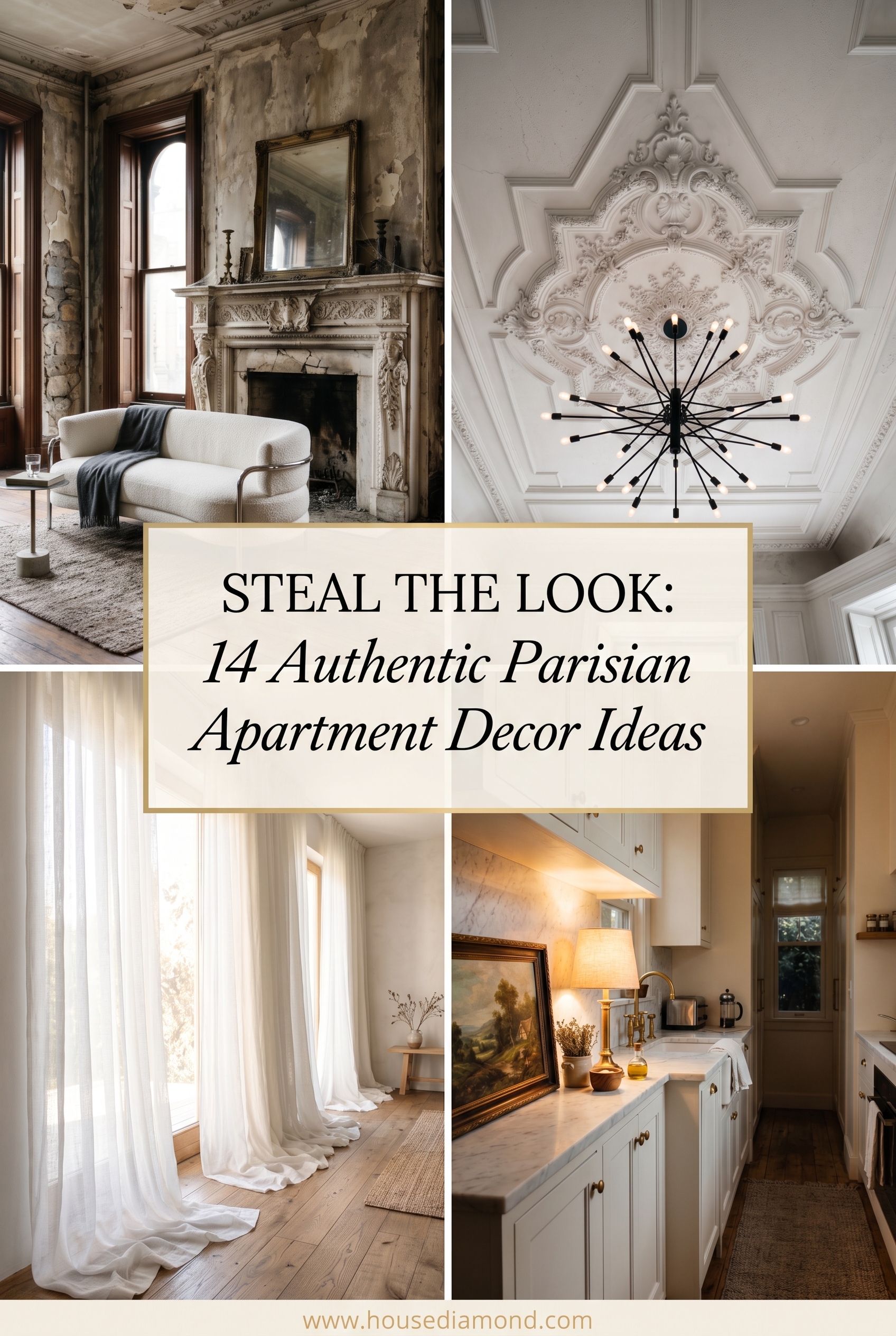 Grid collage for parisian apartment decor ideas