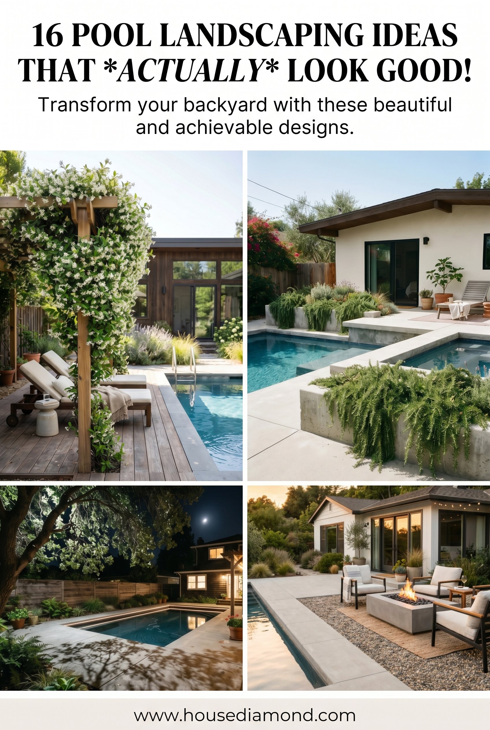 Grid collage for pool landscaping aesthetic